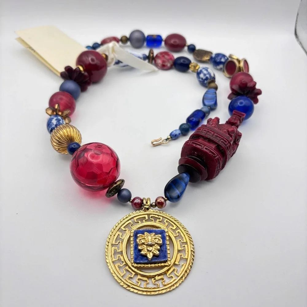 Vintage Cynthia Jean Statement Necklace Beaded Stones 27